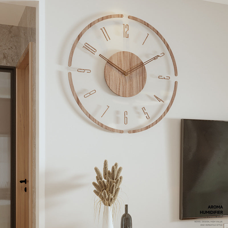 Solid Wood Creative 13.7 inch Silent Quartz Wall Clock