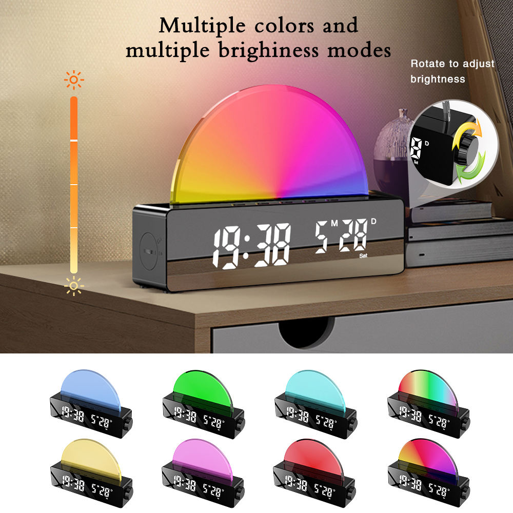 LED Sunset Alarm Clock w/ USB Charging